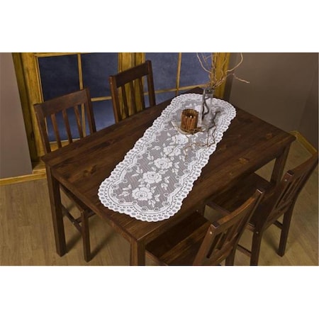Fastfood 16 x 36 in. European Lace Table Runner, White FA2570090